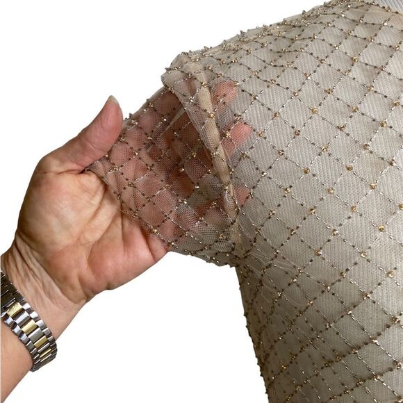Luxury Embellished Net top XS tiny glass and crystal beads on a mesh fab… - Picture 1 of 5